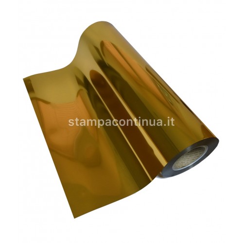 Heat Transfer vinyl metallizzato per tessuti cotone e poliestere , 1 m ,  colore Oro