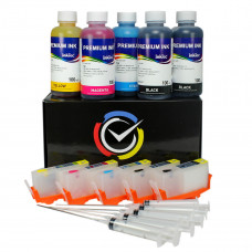 5 Refillable cartridges for Hp series 364 , 364XL with InkTec ink 500ml